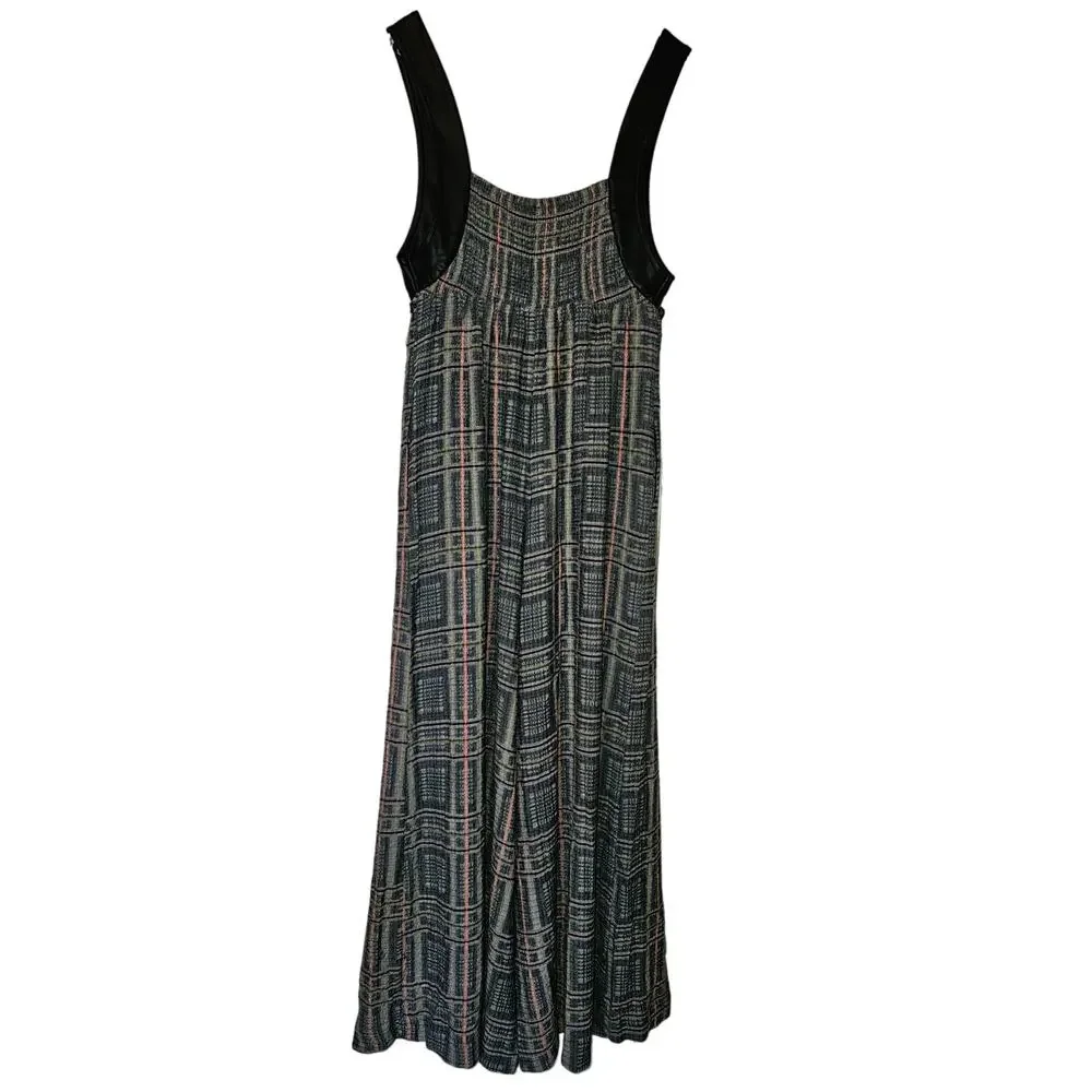 New Free People Marley Plaid One-Piece Wide Leg Jumpsuit $188 X-SMALL